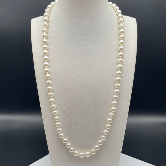 The Unbranded Brand Jewelry - Vintage Cream Faux Pearl Necklace Gold Tone Filigree Fishhook Clasp